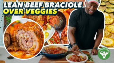 Lean Beef Braciole Recipe Over Veggies