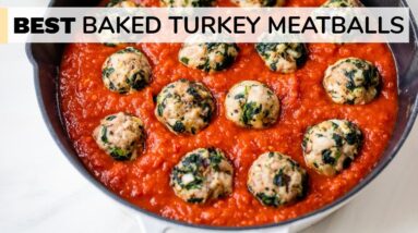 BEST BAKED TURKEY MEATBALLS | easy, healthy meatball recipe