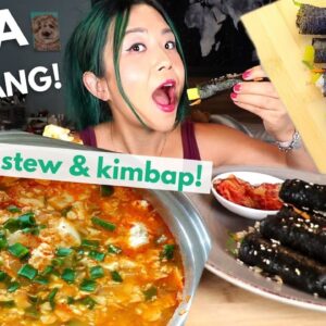 MINI KIMBAP & SOFT TOFU STEW (SUNDUBU JJIGAE) MUKBANG (vegan) / Munching Mondays Ep.92