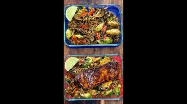 Quick Teriyaki Brussels Sprouts & Grains with Salmon Meal Prep - Short Recipe