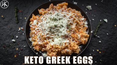 Keto Greek Scrambled Eggs - An EPIC dish of Eggs cooked in tomato