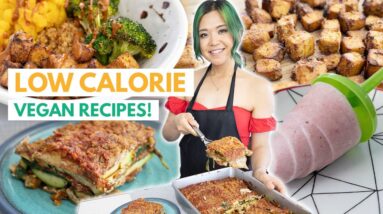 LOW CALORIE VEGAN RECIPES + MEAL PREP (Lasagna, Quinoa Bowl, Popsicles)