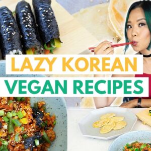 LAZY KOREAN RECIPES (VEGAN) / gochujang fried rice, mini kimbap, sweet potato jeon