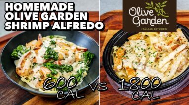 Reimagined 600 Calorie Olive Garden Shrimp Alfredo