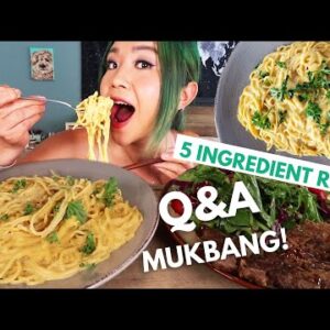 CREAMY BUTTERNUT SQUASH PASTA (5 INGREDIENT RECIPE + MUKBANG) / Munching Mondays Ep.91