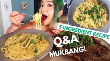 CREAMY BUTTERNUT SQUASH PASTA (5 INGREDIENT RECIPE + MUKBANG) / Munching Mondays Ep.91