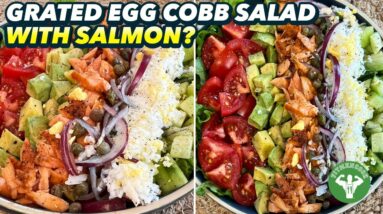 Grated Egg Cobb Salad with Salmon? Legit! 🙌🏾 #youtubeshorts #fitmencook