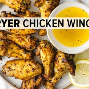 AIR FRYER CHICKEN WINGS | the best lemon pepper flavor!