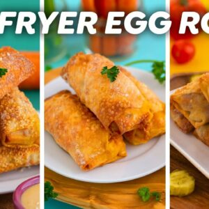 Air Fryer Egg Rolls 3 Ways – Pork, Cheeseburger & Buffalo!