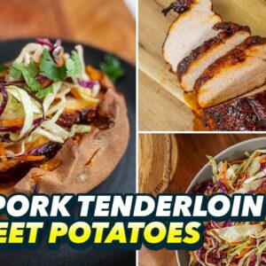 BBQ Pork Tenderloin & Slaw Stuffed Sweet Potatoes