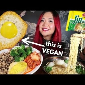 RAMEN (Jin Ramen Vegan) + VEGAN FRIED EGG MUKBANG / Munching Mondays Ep.105