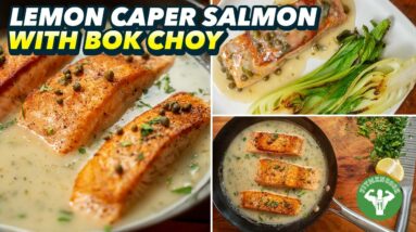 Salmon in Lemon Caper Sauce with Bok Choy