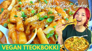 Vegan TTEOKBOKKI Spicy Korean Rice Cakes Recipe (Authentic Korean Street Food)