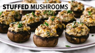 STUFFED MUSHROOMS | the best vegetarian recipe for Thanksgiving & Christmas