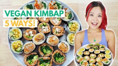 VEGAN KIMBAP 5 WAYS (Korean Seaweed Rice Rolls)