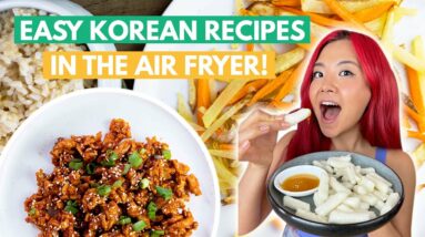 KOREAN VEGAN AIR FRYER RECIPES! Korean Fried Chicken, Crispy Rice Cakes (Tteok), Potatoes & Carrots