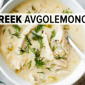 GREEK AVGOLEMONO SOUP | a lemony chicken and rice soup (in less than 30 minutes!)