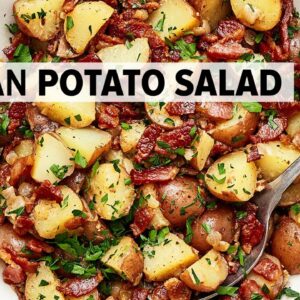 GERMAN POTATO SALAD with a warm bacon vinegar Dijon dressing!