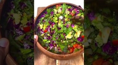 Tangy Mango Dressing Over Chopped Salad #cooking #foodie #brocolli #greenonion #edamame #carrot