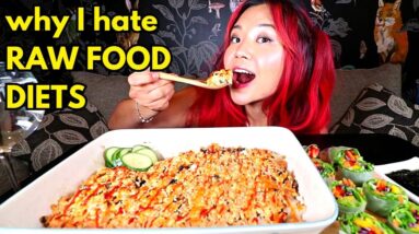 SUSHI BAKE MUKBANG (vegan) + RANT About RAW "VEGAN" DIETS  | Munching Mondays Ep.122