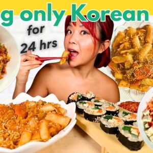 I Cooked & Ate Only KOREAN FOOD For 24 Hours (VEGAN)! What I Ate in a Day Korean Food Edition