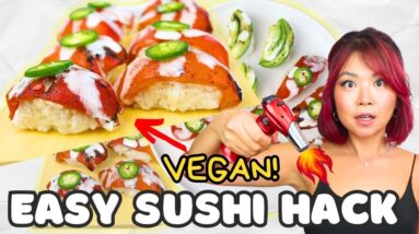 AM I A SUSHI CHEF? Easy Vegan SUSHI HACK to Make Sushi Taste AMAZING 🔥