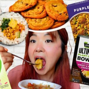Trying Vegan Food from SPROUTS | Grocery Haul & Taste Test) | Frozen Kimbap, Vegan Cookies, etc.