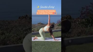 ✨ Shoulder Release: Thread the Needle & Half Bind Flow 💖🌀  #toneitup #getupandglow #yogaflow