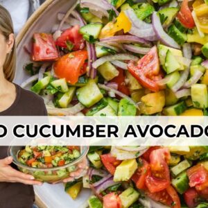 SUPER FRESH CUCUMBER TOMATO SUMMER SALAD with avocado
