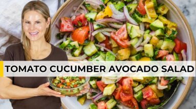 SUPER FRESH CUCUMBER TOMATO SUMMER SALAD with avocado