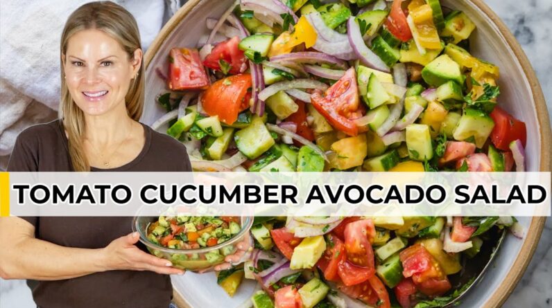 SUPER FRESH CUCUMBER TOMATO SUMMER SALAD with avocado
