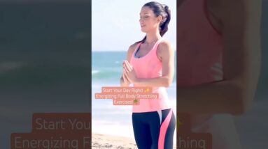 Full Routine Link👆🏻! ✨ Energizing Bikini Yoga: Full Body Stretching Exercises Routine! 🌴