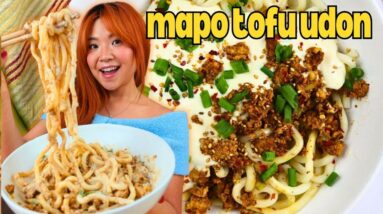 This CREAMY UDON RECIPE Went VIRAL, so I Made it IMMEDIATELY 😍 (Vegan Mapo Tofu Udon)